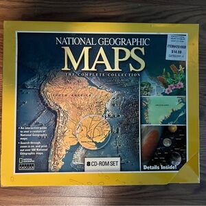 National Geographic Yellow and Blue CD-ROM Map Collection Set Sealed-